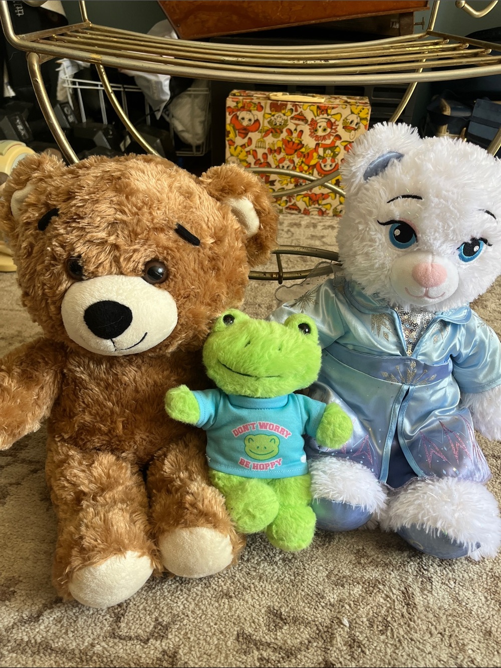 Build-A-Bear Brown Bear, White bear & Green Frog Plush Trio